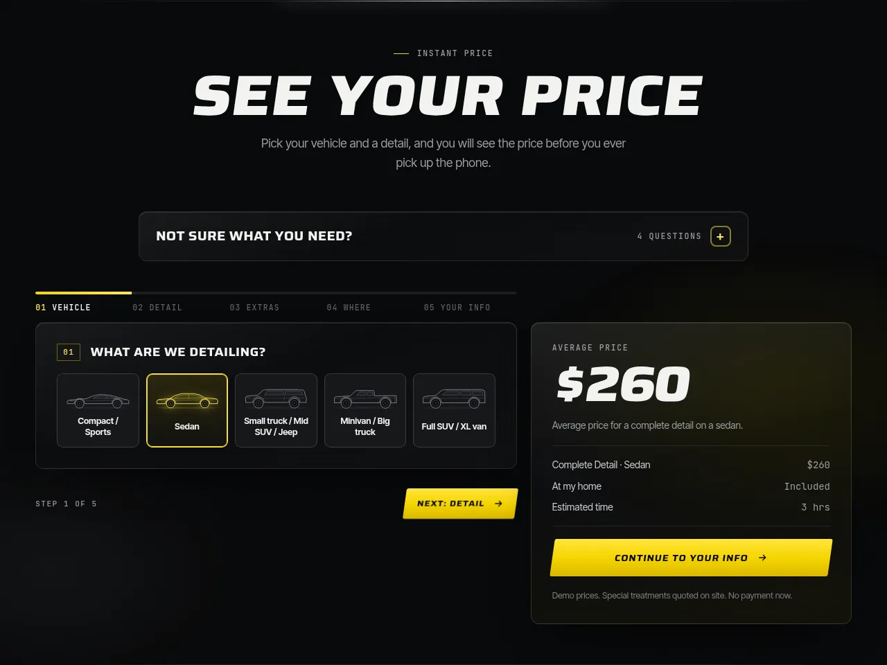 Instant price builder